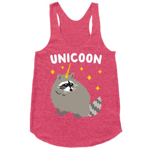 Unicoon Raccoon Unicorn  Racerback Tank
